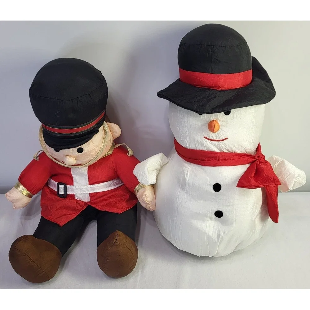 International Silver Nylon Parachute Christmas Snowman & Soldier Plush Set 18